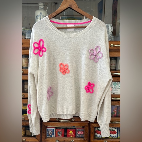 NEW without Tags - BRODIE 
Flower Pop Cashmere Crewneck Sweater - large - 2024 - Picture 6 of 13